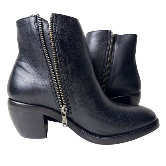Frye Rosalia Bootie Block Heel Women's 7M Black Leather Side Zip Pointed Toe - Picture 4 of 8